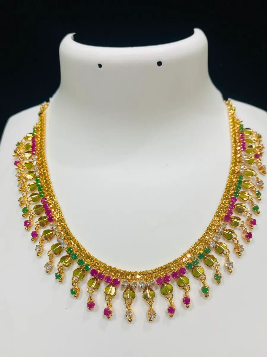 Traditional Multicolor Stoned Necklace Combo Set In Gilbert