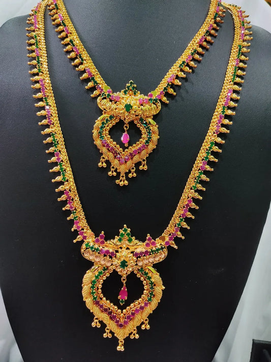 Women’s Gold Alloy Necklace Set With Multicolor Stones