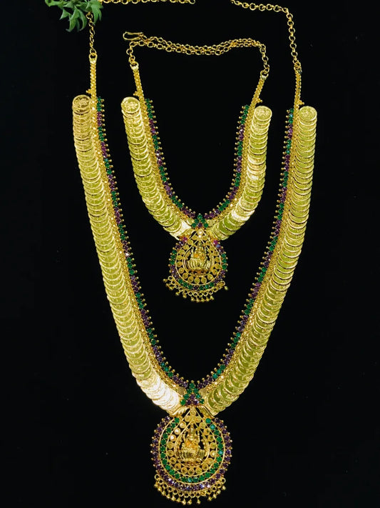 South Indian Gold Coin Necklace Set For Women