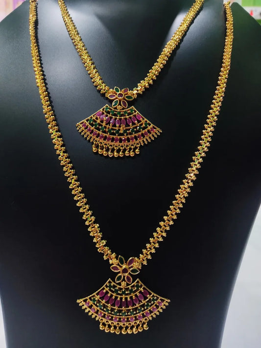 Gold Plated Chain Pendant Set South Indian Daily Wear Jewelry Design