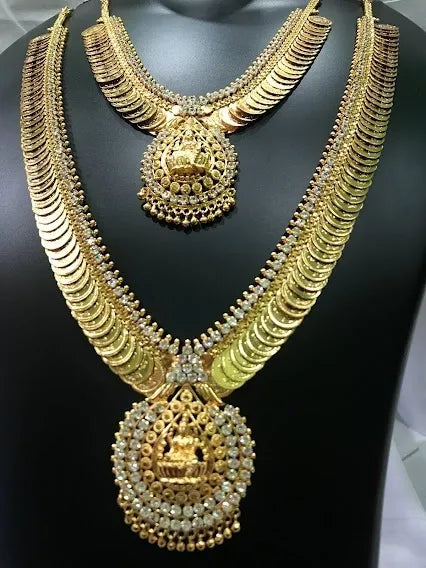 Women Gold Plated & Temple Coin Studded Handcrafted Layered Jewelry Set