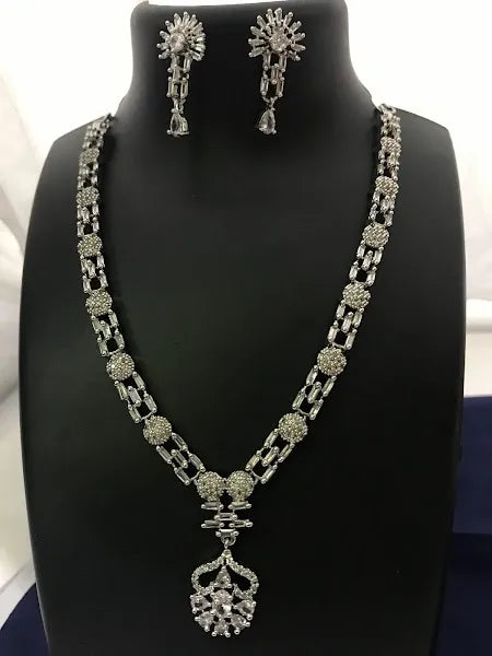 Beautiful AD White Stone Necklace Set In USA