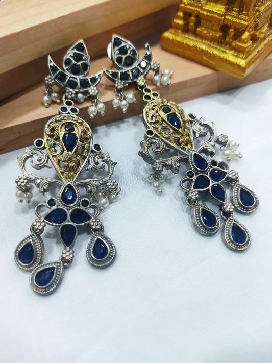 Stunning Designer Oxidized High End Earrings Made With Brass And Copper