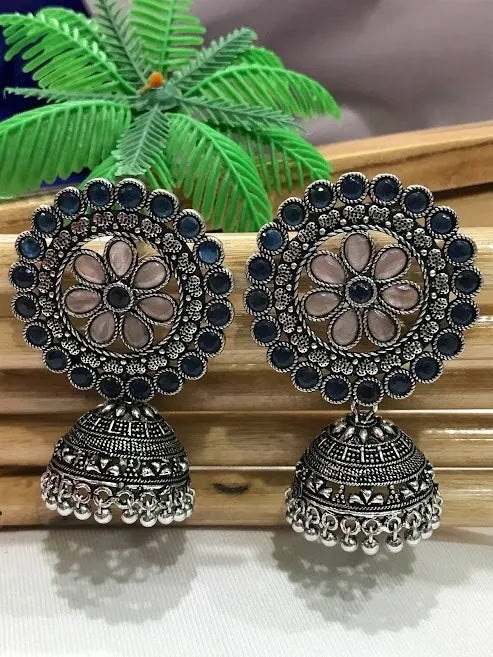 Indian Traditional Oxidized Jhumka Earrings