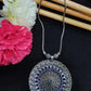 German Silver Oxidized Long Chain With Chakra Pendant