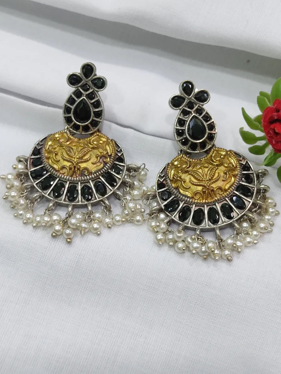 Stunning Oxidized Dangler Chandbali Earrings
