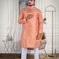 Designed Men's Pure Jacquard Cotton Silk Kurta Pajama Set 