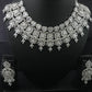 American Diamond Cluster White Elegant Bridal Necklace With Earrings