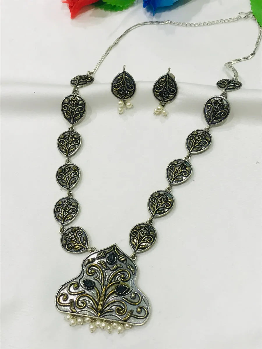 Indian Silver Oxidized Necklace Set Near Me