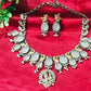 Royal Grey Stone Peacock Pendant Oxidized Necklace With Earrings In Phoenix