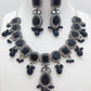 Black Silver Oxidized Choker Necklace With Earrings In USA 