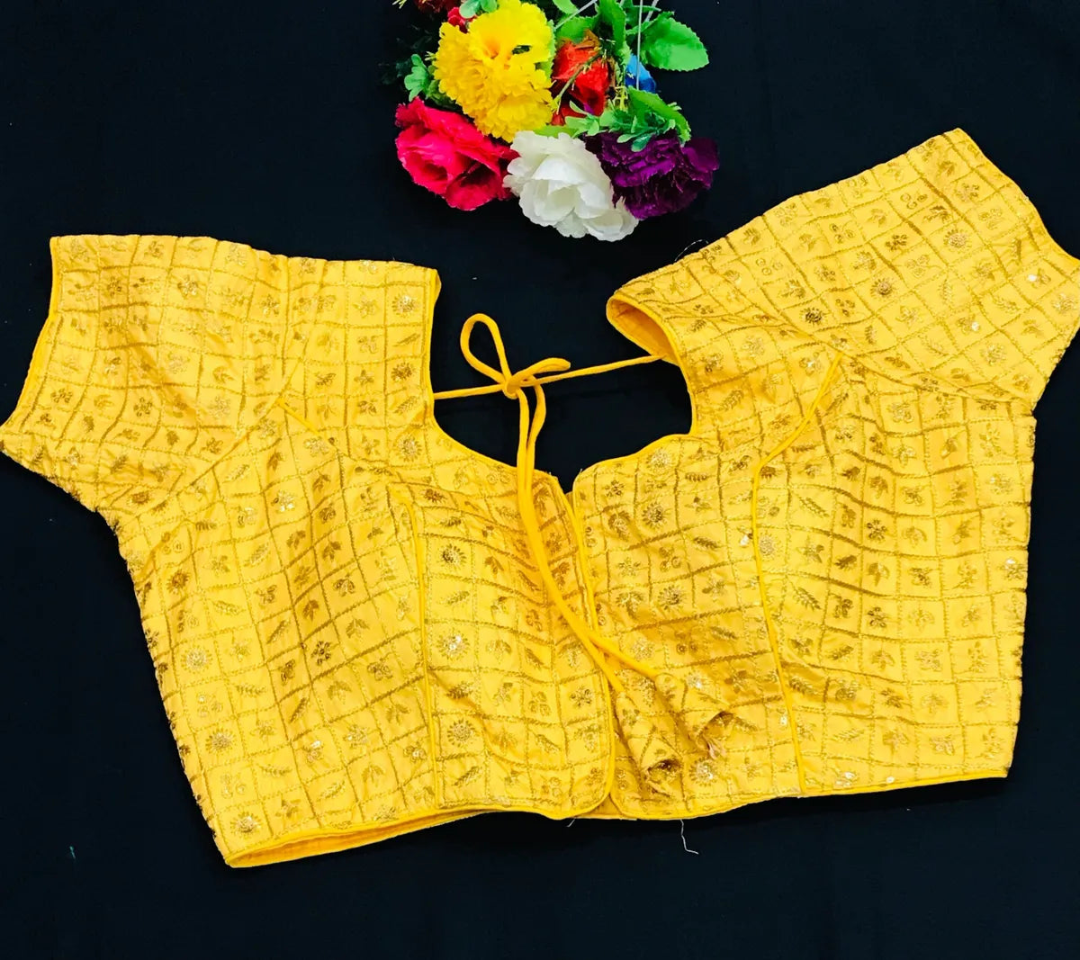 Trendy Yellow Color Embroidery Readymade Blouse