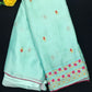 Beautiful Georgette Sky Blue Color Embroidery Party Wear Saree