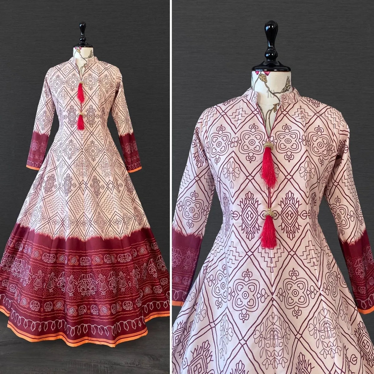 Anarkali Gown With Printed Dupatta In Seligman