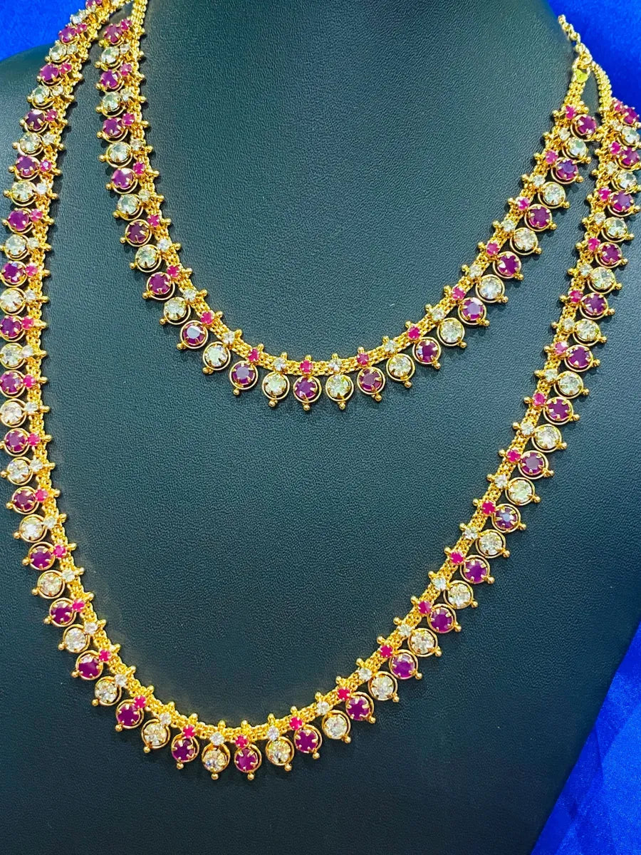 Traditional Gold Plated Ruby Stone Combo Jewelry Set Near Me