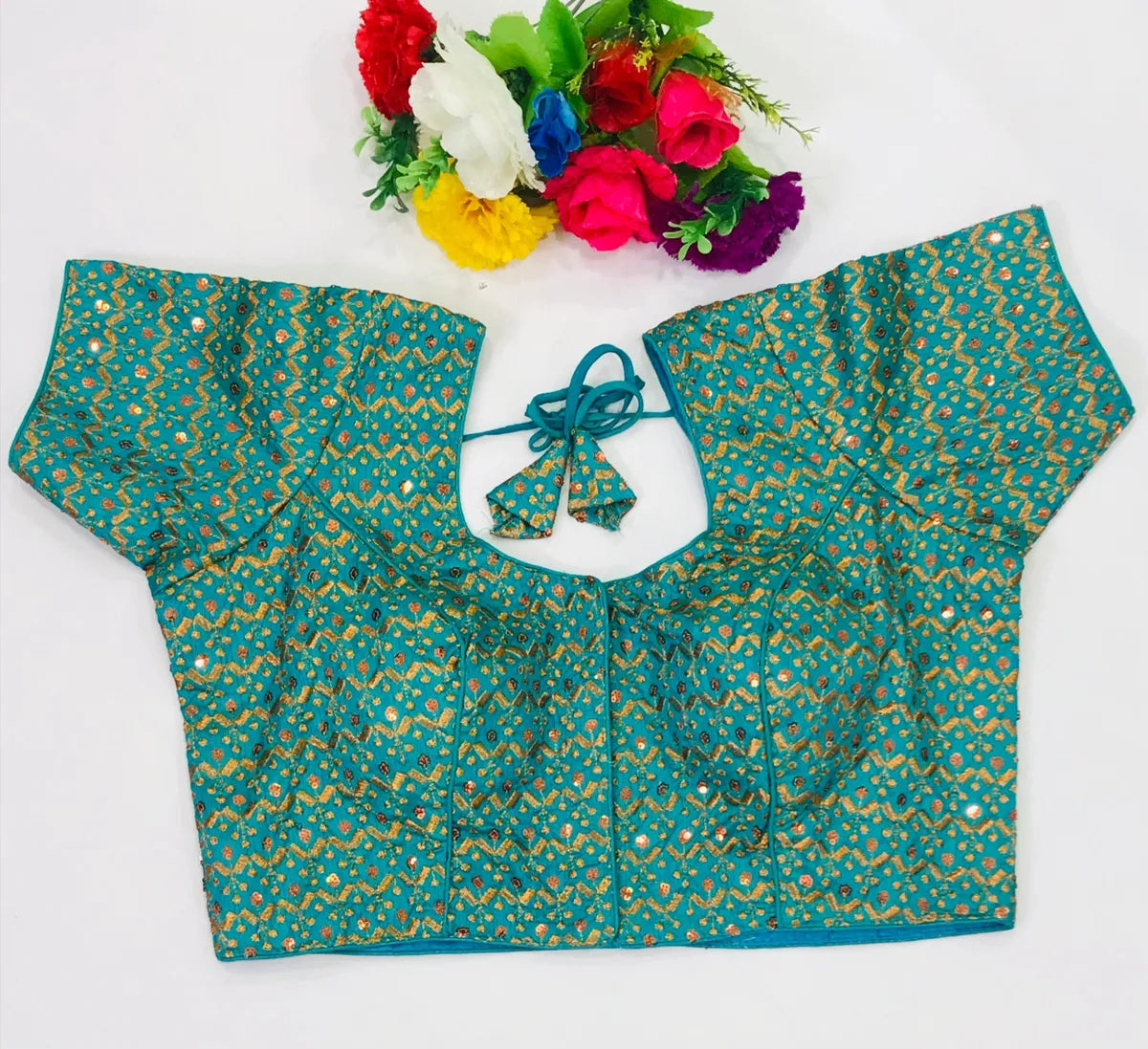 Beautiful Teal Blue Color Embroidery Blouse
