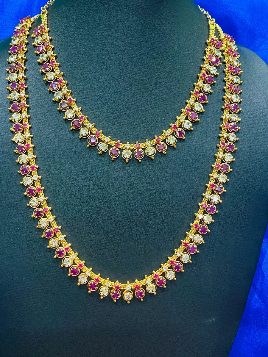 White And Ruby Stoned Gold Plated Jewelry Set In USA