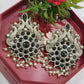 Silver Pearl Drops And Black Stone Earring Stud Near Me