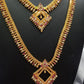 Ruby And White Stoned Gold Plated Diamond Shape Pendant Jewelry