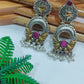 Dazzling Brass And Copper Made Antique Oxidized Ruby Dangler Earrings