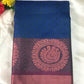 lue Color Art Silk Saree With Contrast Peacock Motif Border in Surprise