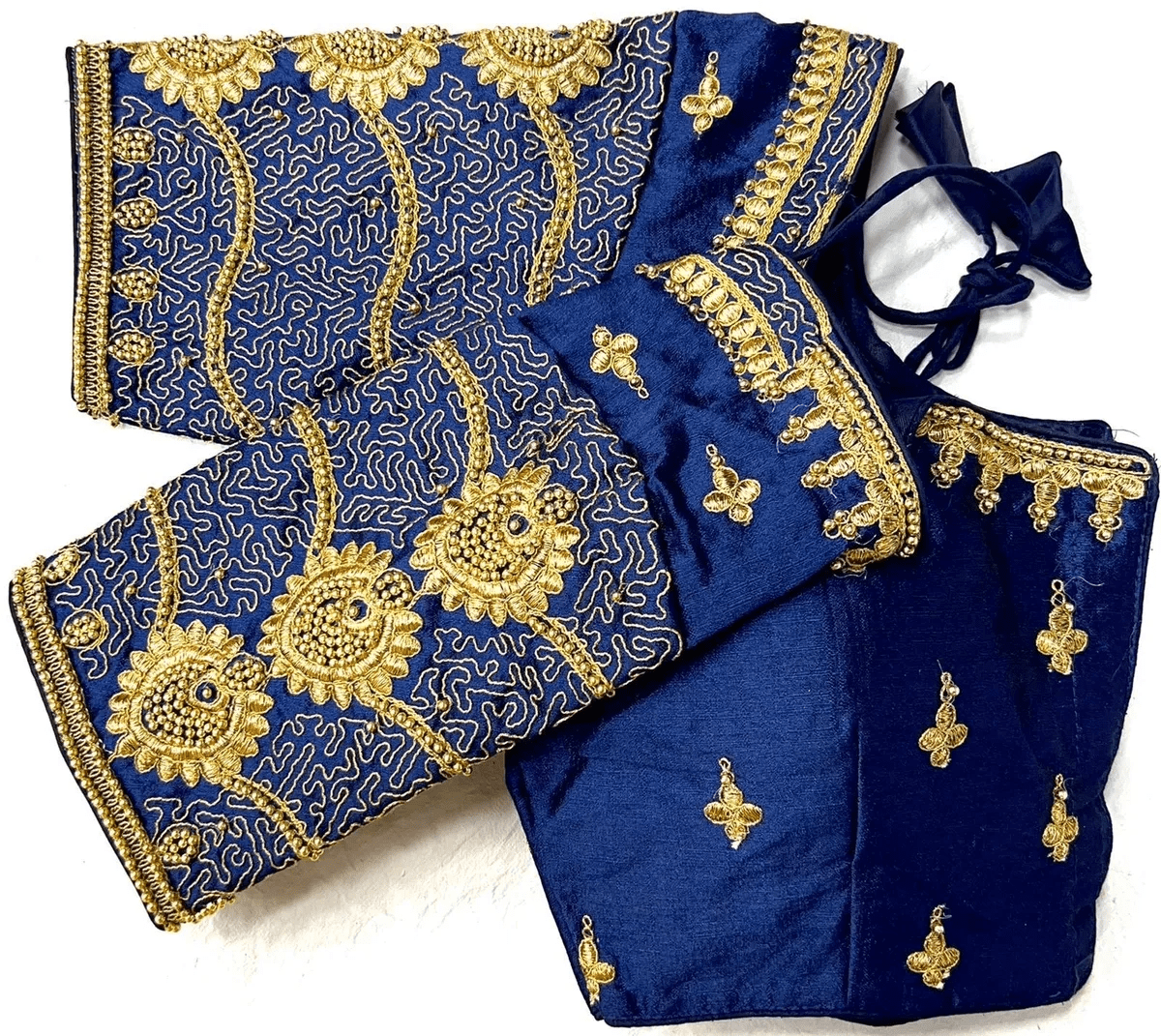 Dark Blue Color Ready To Wear Designer Blouse With Zari And Khatli Hand Work