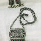 Multi Color Stone And Lakshmi Pendant Oxidized Necklace In USA