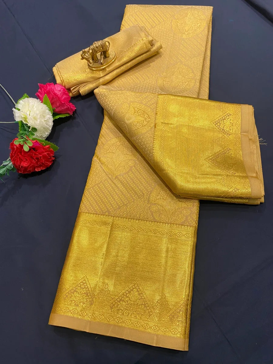 Bridal Golden Pure Kanchipuram Silk Sarees Near Me