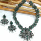 Simple Oxidized Silver Necklace With Earrings