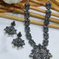 Oxidized Blue Stone Necklace With Earrings In USA 