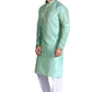 Light green colored Royal Men's Embroidered Pure Silk Kurta Pajama Set in Glendale