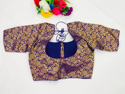 Trendy Blue Color Banarasi Blouse