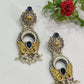 Gorgeous Blue Stone Antique Design Pearl Beaded Oxidized Earrings