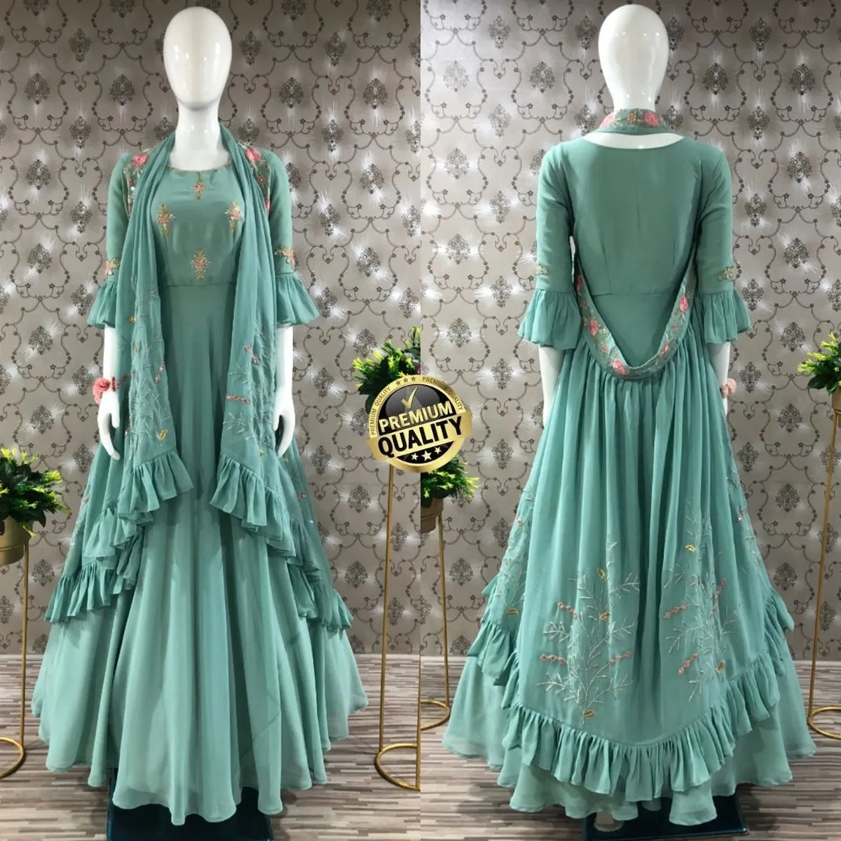 Elegant Embroidered Designer 3 Style Gown In Tempe