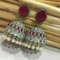 Oxidized Beautiful Jhumka Earrings With AD Stones