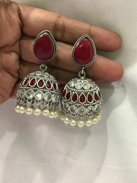 Jhumka Earrings With AD Stones Near Me