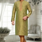 Embroidered Men's Stylish Long Kurta with Pajama Set - Two Tone Olive Green