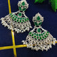 High Quality Emerald Stoned Dangler Oxidized Earrings