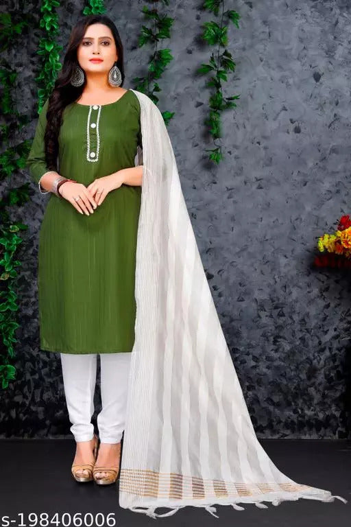 Traditional Ethnic Dark Green Color Cotton Salwar Suit