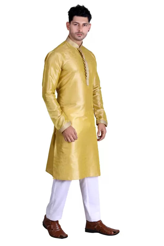 Royal Men's Embroidered Pure Silk Kurta near me